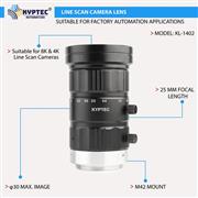 25 MM 8K / 4K Line Scan Camera Lens for High-Speed Industrial Inspection | M42 M