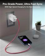 FEDUS 80W USB A to Type C SuperVOOC Fast Charging Cable - 1M Red