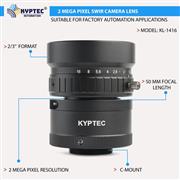 50 MM SWIR Camera Lens for 900–1700 nm Industrial Infrared Inspection | 2 MP C-M