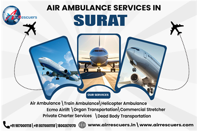 Air ambulance from Surat airport