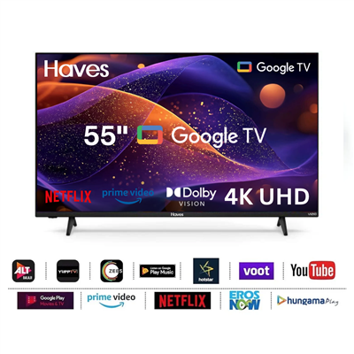 Haves 55-Inch 4K UHD Google TV Frameless with Voice Remote.
