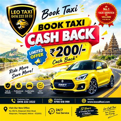 Leo Call Taxi offers special cashback benefits on eligible taxi bookings
