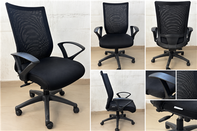 Black High-Back Mesh Office Chair with Armrests – Second Hand