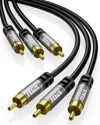 FEDUS 3 RCA Male to 3 RCA Male Double Shielded cable - 1.5 Meter