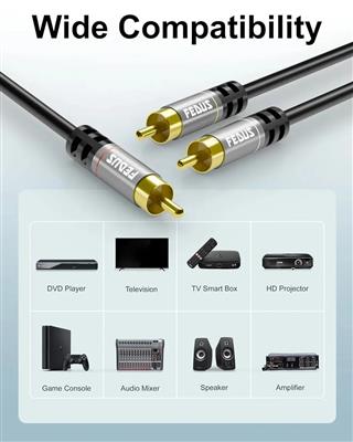 FEDUS 3 RCA Male to 3 RCA Male Double Shielded cable - 1.5 Meter