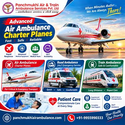 Panchmukhi Affordable Air Ambulance in Kolkata- Continuous Care offered