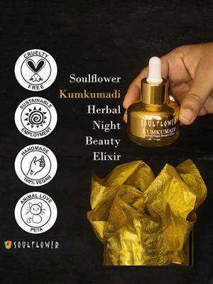 Soulflower Kumkumadi Herbal Night Beauty Elixir with Kesar & Precious Oils 30 ml