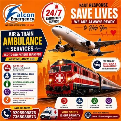 Falcon Emergency ICU Train Ambulance in Kolkata- hospital like intensive care un