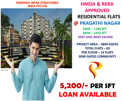 HMDA & RERA APPROVED RESIDENTIAL FLATS @ PRAGATHI NAGAR