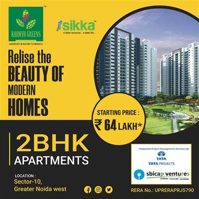Modern Comfort   2BHK in Sector10 Noida By Sikka kaamya Greens