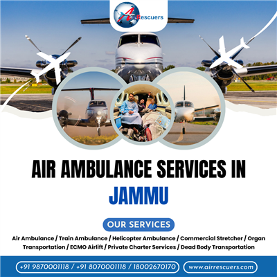 Reliable Air Ambulance Services in Jammu with ICU Facilities