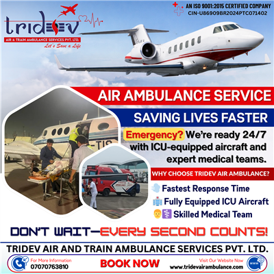 Tridev Air Ambulance Services in Kolkata | 24/7 Emergency Medical Transport