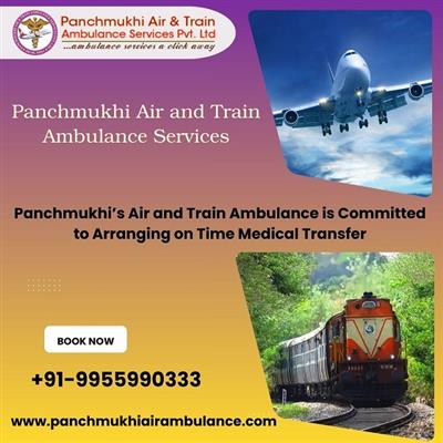 Hire Panchmukhi Air and Train Ambulance Service in Ahmedabad with Medical Device
