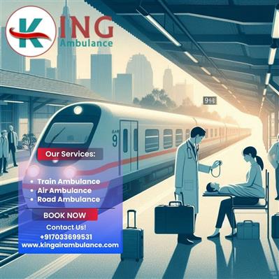 The reliable King Train Ambulance in Guwahati has highly trained medical transfe