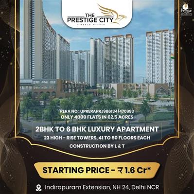 2 BHK to 6 BHK Apartment in Ghaziabad - The Prestige City