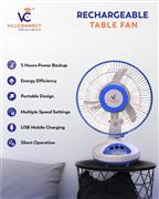 VILLCONNECT PortableAC DC Table Fan with oscillation Power, 3-Speed Settings, Wh