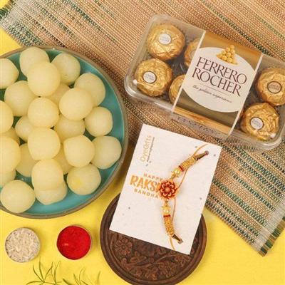 Raksha Bandhan 2025 with Rakhi and Sweets Combos