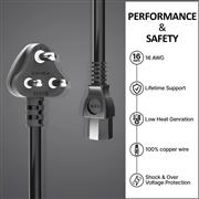 FEDUS 16A 250v Heavy Duty Copper Power Cord 16 Amp Indian Power Plug to IEC 13 S