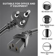 FEDUS 16A 250v Heavy Duty Copper Power Cord 16 Amp Indian Power Plug to IEC 13 S