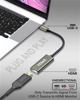 FEDUS Usb C To Hdmi Adapter 4K@60Hz Type-C To Hdmi Female Converter Cable, Porta
