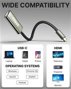 FEDUS Usb C To Hdmi Adapter 4K@60Hz Type-C To Hdmi Female Converter Cable, Porta