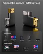 FEDUS 8K Ultra HD HDMI Connector 90 Degree L Shape Flat HDMI Male to Female Conv