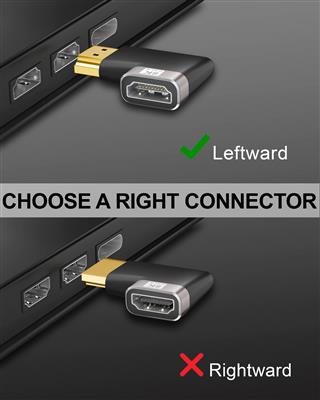 FEDUS 8K Ultra HD HDMI Connector 90 Degree L Shape Flat HDMI Male to Female Conv
