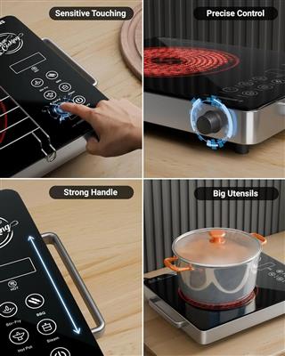 FEDUS 2200 Watts Infrared Cooktop, Energy Efficient Cook & Grill Infrared Stove,