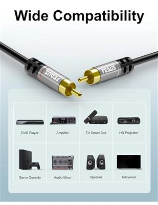 FEDUS RCA to RCA Cable Double Shielded Oxygen-Free Copper Gold Plated 2RCA to 2R