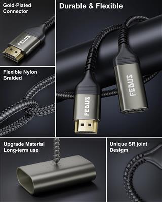 FEDUS HDMI Extension Cable Support 4K@60Hz 3D HDR, Male to Female HDMI Extender