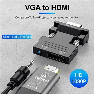 FEDUS VGA to HDMI Converter Cable, VGA to HDMI Adapter with Audio, 1080P Video D