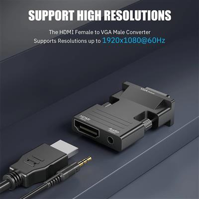 FEDUS VGA to HDMI Converter Cable, VGA to HDMI Adapter with Audio, 1080P Video D