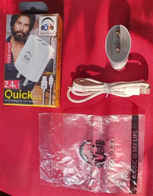 Fast Quick U&I 2.4A Mobile Phone Charger 2 USB With Type C Data Cable
