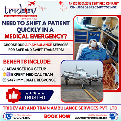 Get Ready for the emergency repatriation by Tridev Air Ambulance Services in Del