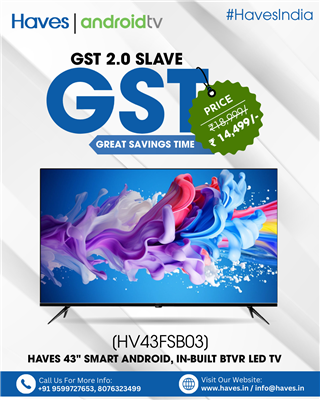 Haves 43 Inch Smart Android Classic, In-Built BT Frameless Led Tv