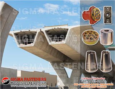 Post Tensioning wedges and barrels, pre stressed anchor grip system, anchor head
