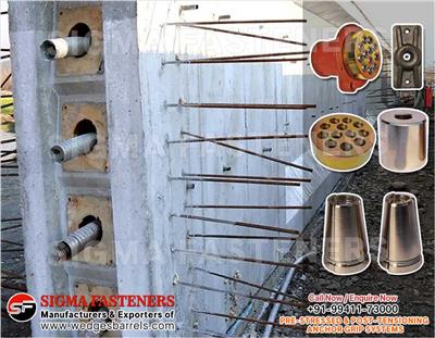 Post Tensioning wedges and barrels, pre stressed anchor grip system, anchor head
