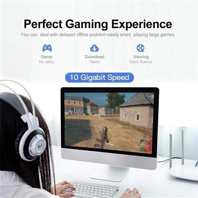 Cat7 Flat Ethernet Cable (White, 10Gbps)