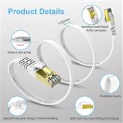 Cat7 Flat Ethernet Cable (White, 10Gbps)