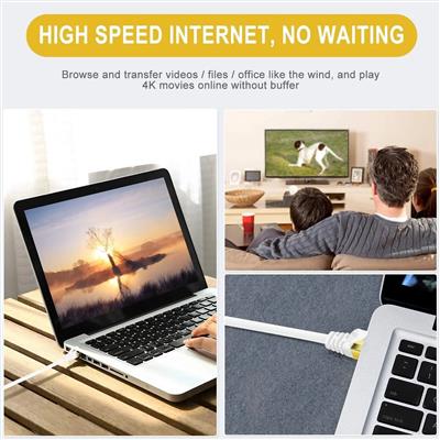 Cat7 Flat Ethernet Cable (White, 10Gbps)