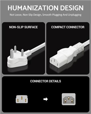 Computer Power Cable Cord – IEC Mains, for PC/Desktop/Monitor/Printer (Black/Whi