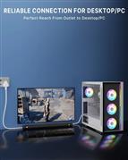 Computer Power Cable Cord – IEC Mains, for PC/Desktop/Monitor/Printer (Black/Whi