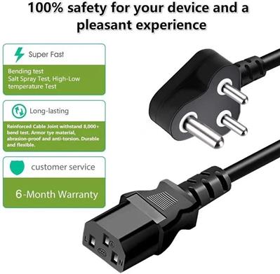 Computer Power Cable Cord – IEC Mains, for PC/Desktop/Monitor/Printer (Black/Whi