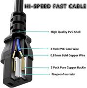 Computer Power Cable Cord – IEC Mains, for PC/Desktop/Monitor/Printer (Black/Whi