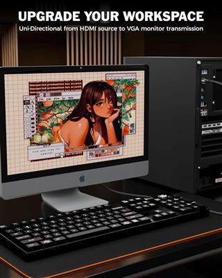 FEDUS HDMI to VGA Cable Adapter 1080P@60Hz Uni-Directional HDMI Computer to VGA