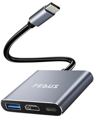 FEDUS 3-in-1 USB Hub Type C Hub, USB C Hub, USB Type C to 4K HDMI adapter Conver
