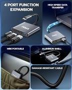 FEDUS 3-in-1 USB Hub Type C Hub, USB C Hub, USB Type C to 4K HDMI adapter Conver