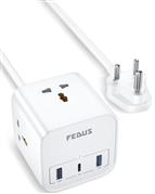 FEDUS Surge Protector, 3 Way Cube Shape Universal Sockets with USB Port Type A &