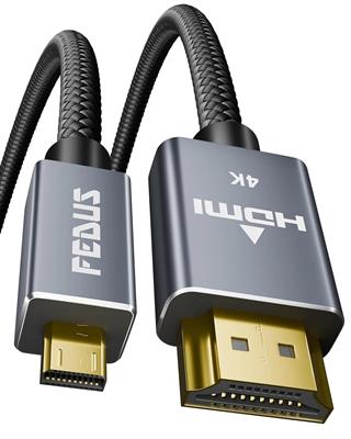 FEDUS 4K Micro HDMI to HDMI Cable 1.5 Meter, Micro HDMI 2.0 Adapter [4K@60Hz, 2K