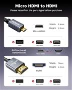 FEDUS 4K Micro HDMI to HDMI Cable 1.5 Meter, Micro HDMI 2.0 Adapter [4K@60Hz, 2K